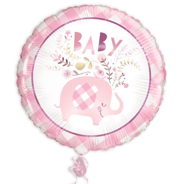 Folienballon, Baby-Elefant in rosa, heliumgeeignet, Ø 35cm