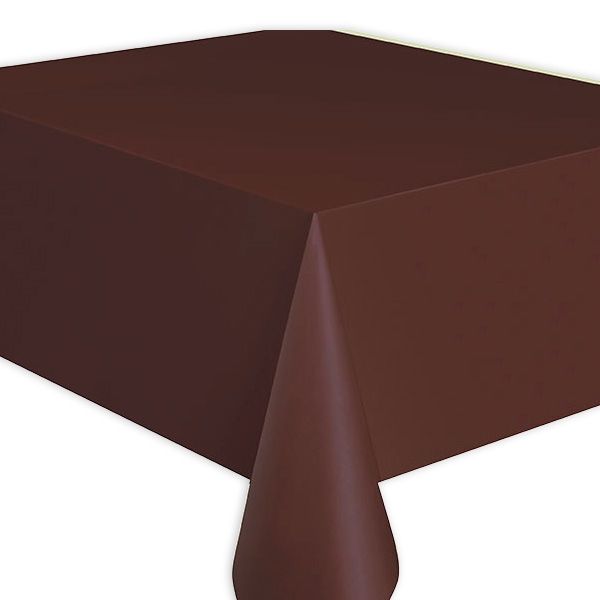 Tischdecke braun, Folie, 2,7 × 1,4m, einfarbige Partytischdecke, 1 Stück
