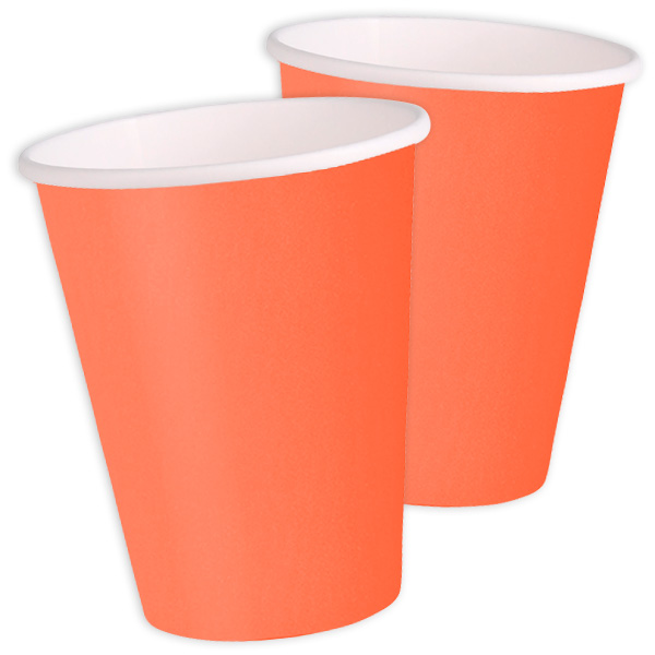 Partybecher Kürbis Orange 14er Pack, 270 ml, universelle Pappbecher, einfarbig