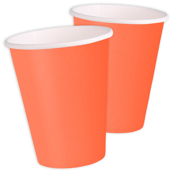 Becher orange unifarben 8er,Pappe, 270ml