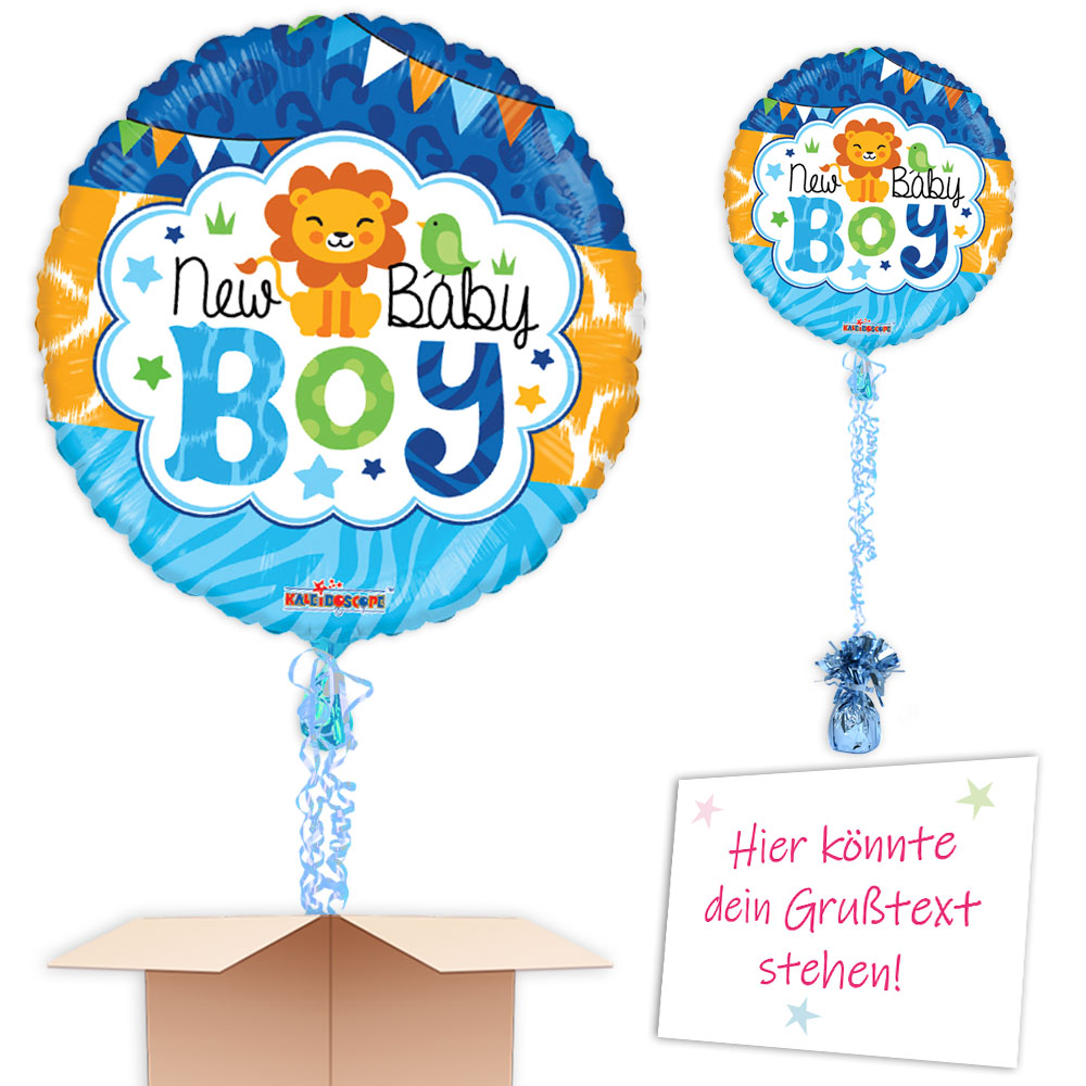 Ballon per Post Baby Boy verkünden u. gratulieren Karte, Band, Gewicht