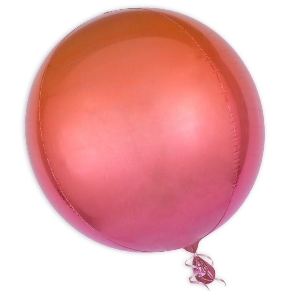 "Orbz" Folienballon in Rot-Orange, kugelrund, Ø 38cm