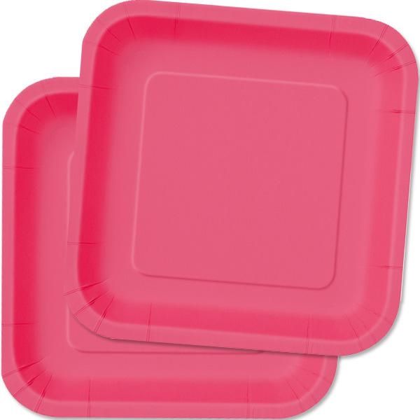 Teller Quadr. Pink unif.14er,Pappe 23cm