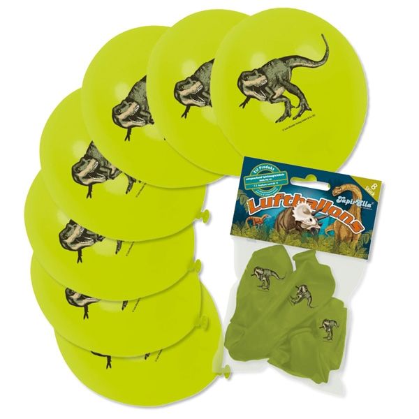 Dinosaurier Luftballons im 8er Pack, aufgedruckter Tyrannosaurus Rex