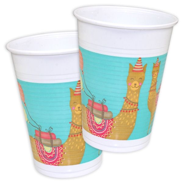 Lama Plastikbecher im 8er Pack, Einwegbecher für Kinder, 200ml