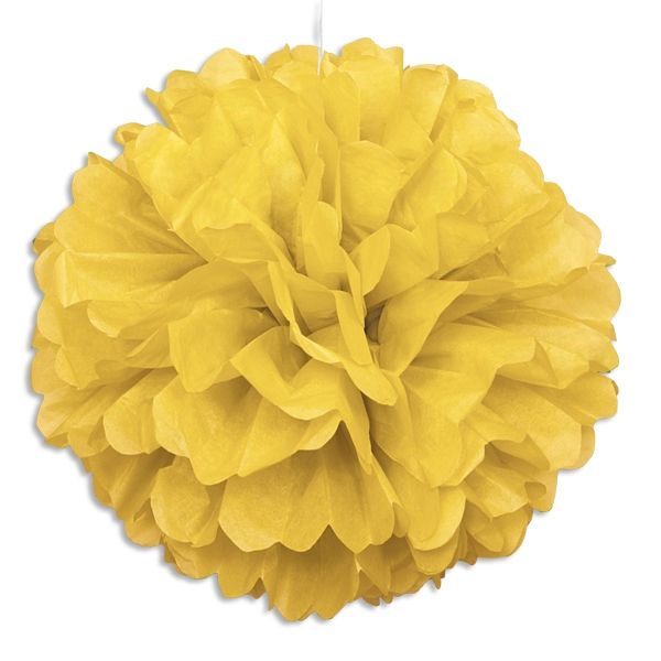 Puffball aus Papier in Gelb, 40cm, Pompom-Deko für alle Partys