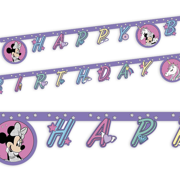 Minnie Maus Einhorn Buchstabenkette, "Happy Birthday", 2m