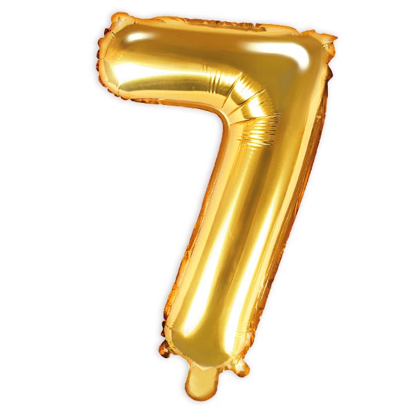 Zahlenballon, Ziffer 7 in gold, 35cm hoch