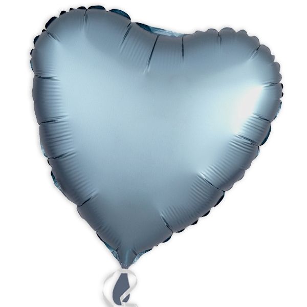 Folieballon Herz Satin Luxe Stahl-Blau, 34 cm