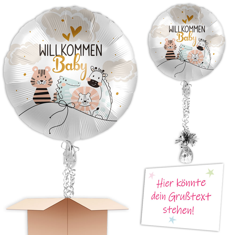 Helium Ballongruß zur Geburt "Willkommen Baby" versenden - Geschenk