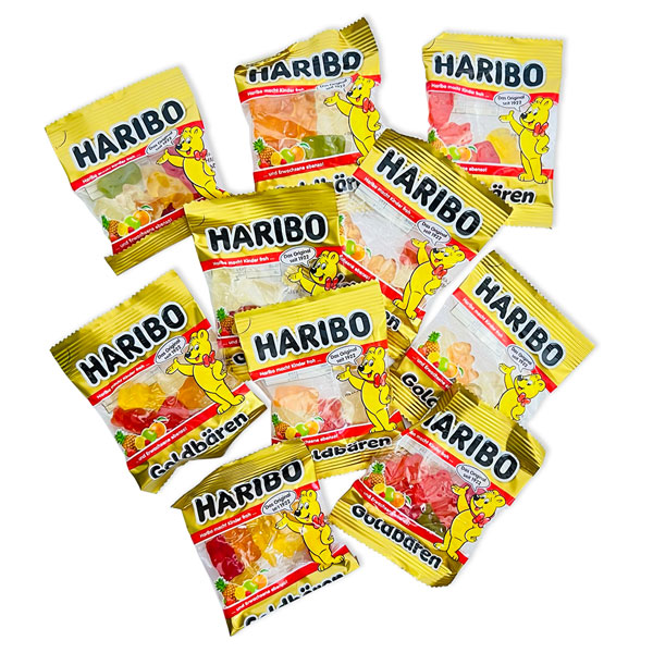 Haribo Goldbären Mini 10er Pack, kleine Tütchen Gummibärchen, 100g Fruchtgummi