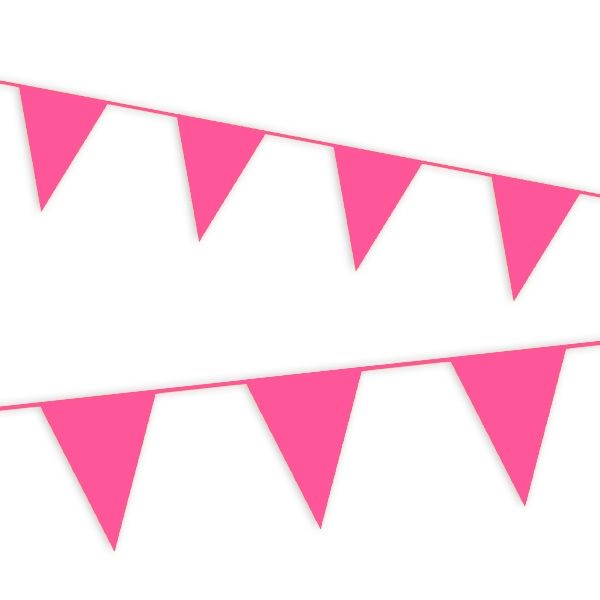 Wimpelkette in Pink aus Folie, Partydeko für draußen, 10 m