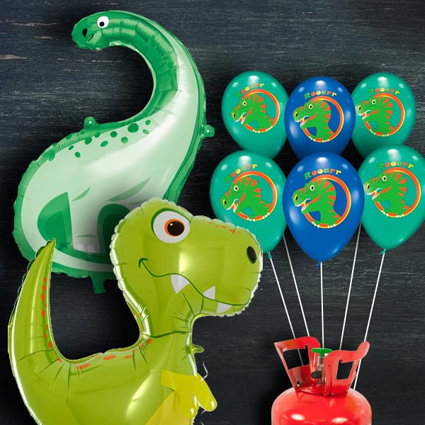 Heliumballon-Set, Dinosaurier, 9-tlg