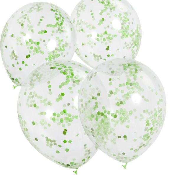 Konfetti-Ballons, grün, 6 Stk, 30cm
