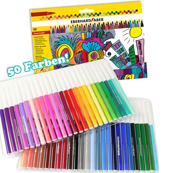 Filzstifte XL Set mit 50 Farben, tolle Filzmaler als beliebtes Geschenk