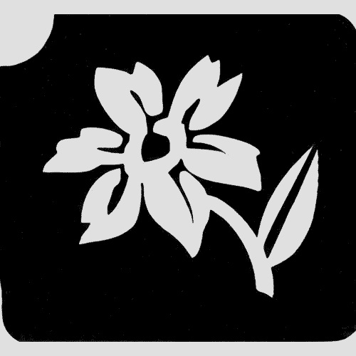 Blüte mit Blatt Tattooschablone, hübsche Glitzertattoo-Vorlage 5,5x5cm