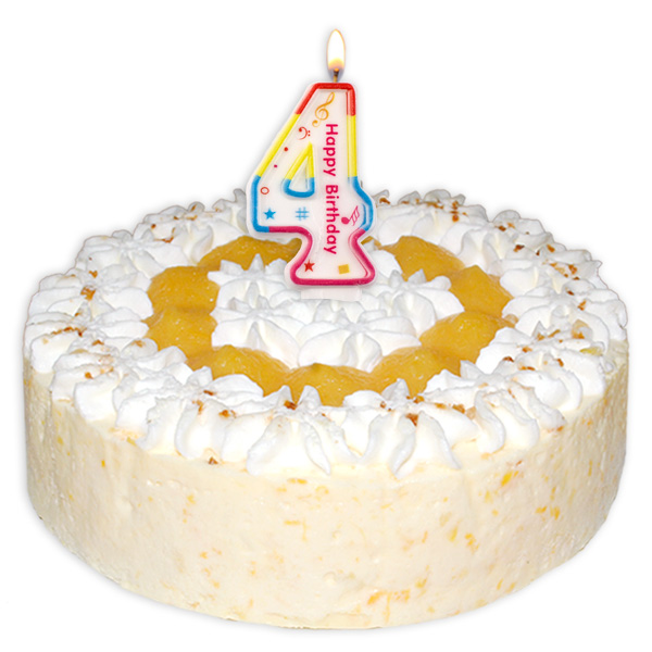 Zahlenkerze "4" mit Happy-Birthday-Aufdruck