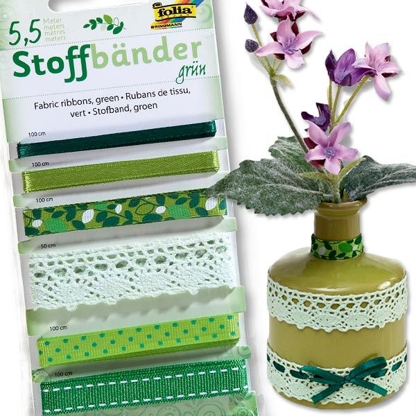 Stoffbänder Set in Grün-Weiß; insg. 5,5m, tolle Designs, 100% Polyester Stoffbänder Set in Grün-Weiß; insg. 5,5m, tolle Designs, 100% Polyester