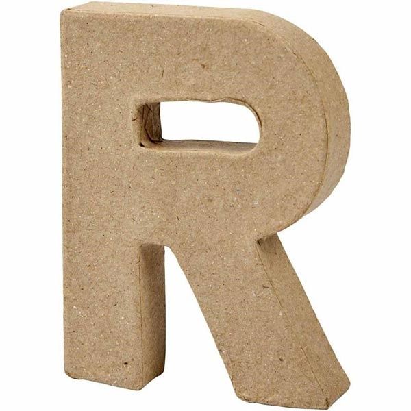 R Buchstabe, handgearbeitet aus Pappe, zum Bemalen/Bekleben, ca. 10 cm