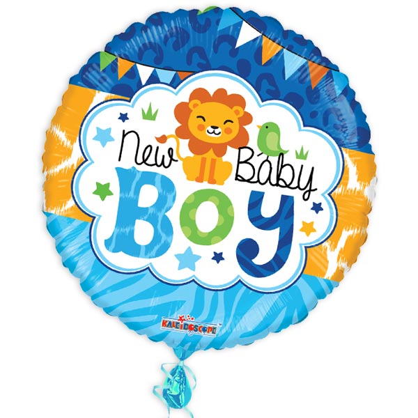 Folienballon "New Baby Boy" zur Babyparty Junge, Ø 35cm