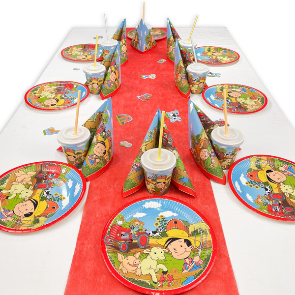 Flos Bauernhof Tischdeko Set bis 16 Kinder, 90-teilig