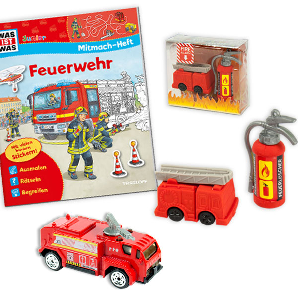 Feuerwehr Geschenke-Set, für 1 Kind, 3-tlg. Mitgebsel Kindergeburtstag