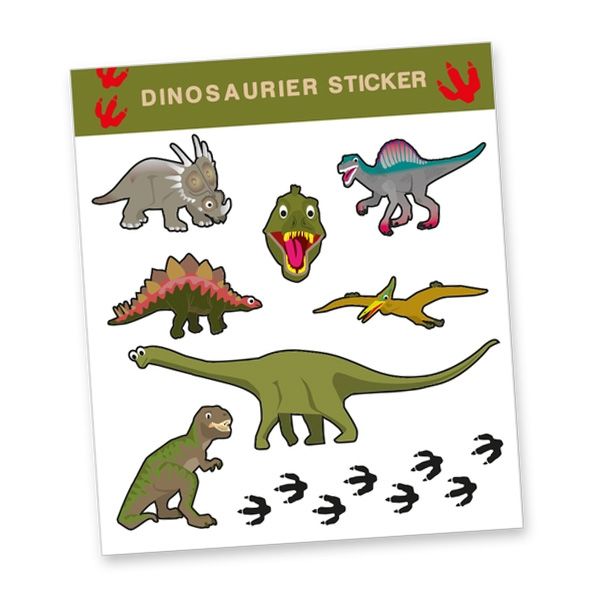 Stickerbogen "Dinosaurier" mit 8 Stickern, Gastgeschenke zum Kindergeburtstag