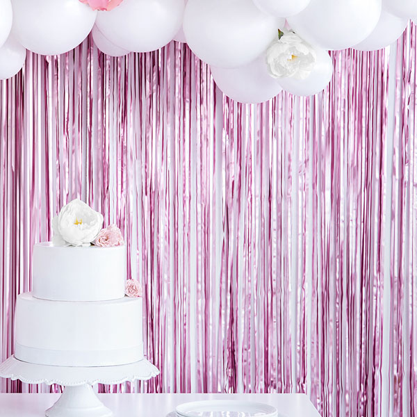 Party-Glitzervorhang in rosa, Metallicfolie, 90cm x 250cm