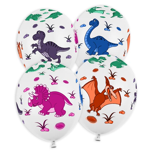 Dinosaurier Luftballons im 6er Pack, Ø 30cm