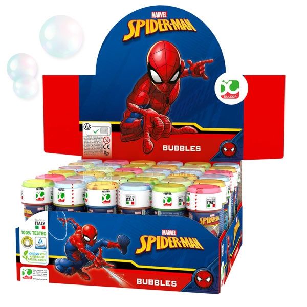 Großpack Spiderman Seifenblasen, 36 Stk, mit Geduldspiel