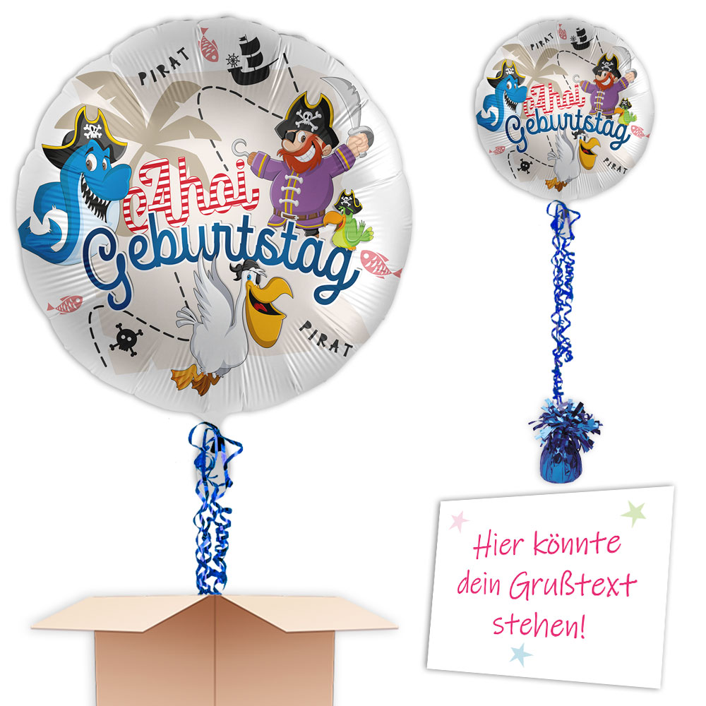 Inkl. Helium, Bänder, Ballongewicht  Kindergeburtstag Pirat Ahoi