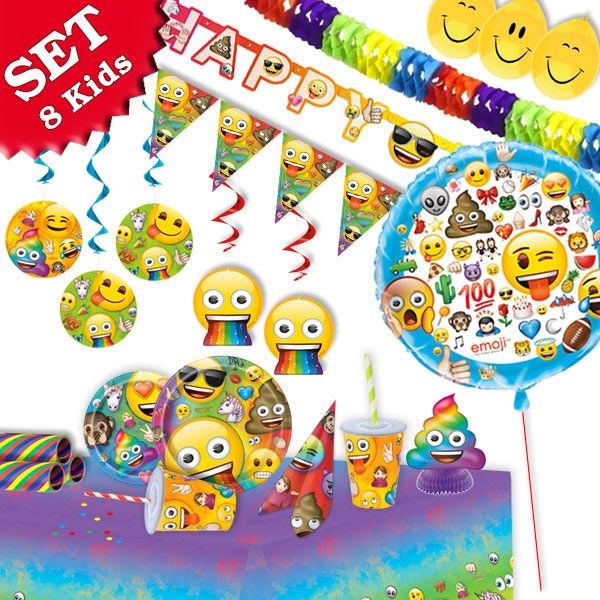 Geburtstag Partydeko Geburtstagsparty Dekoration Emoji Smiley Party Deko Set 