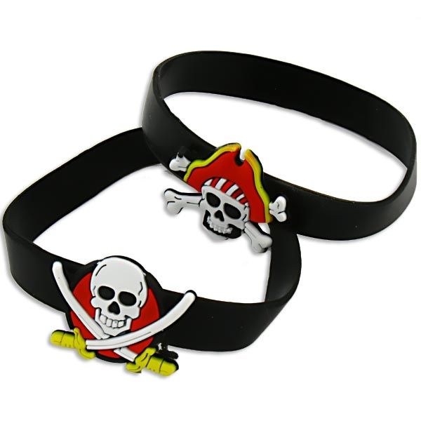 Piraten-Armband mit Totenkopf, Gummiarmband für Kinder, 1 Stück