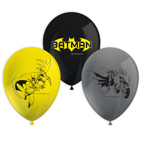 Batman Luftballons im 8er Pack, Ø 30cm