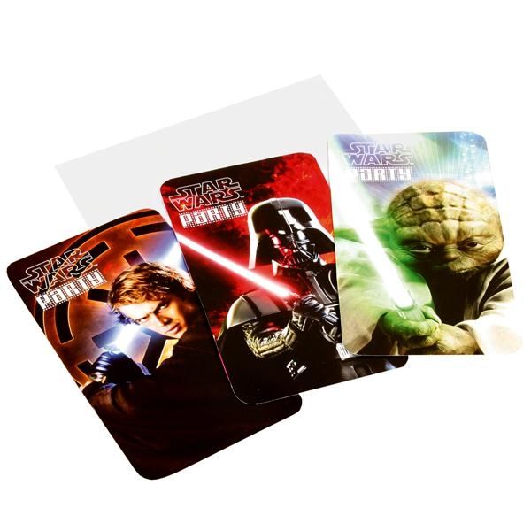 Star Wars Einladungskarten 6er Pack mit Umschlägen, jedes Motiv 2 Mal