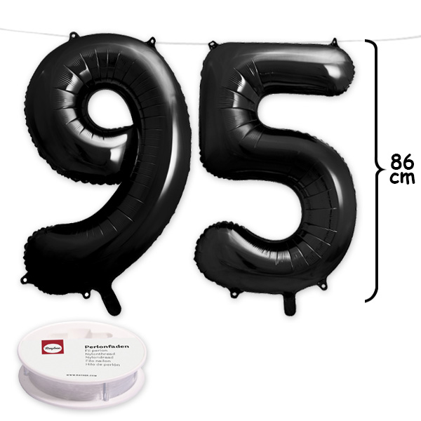 95. Geburtstag, XXL Zahlenballon Set 9 & 5 in schwarz, 86cm hoch