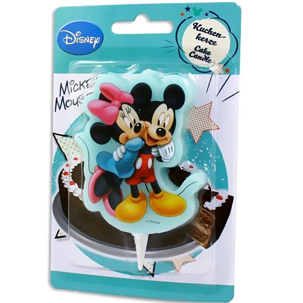 Mickey Maus Kuchenkerze mit Minnie Mouse, Motivkerze aus Wachs, 10 cm