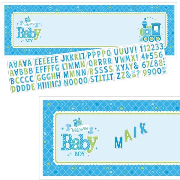Banner Welcome Baby Boy, mit Stickern 165,1cm x 50,8cm