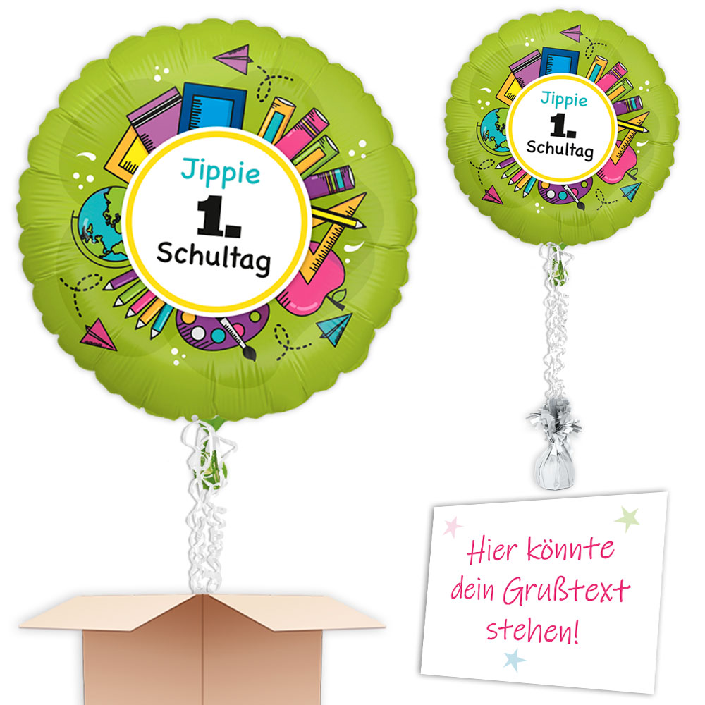 "Jippie, 1. Schultag" Geschenkballon zur Einschulung