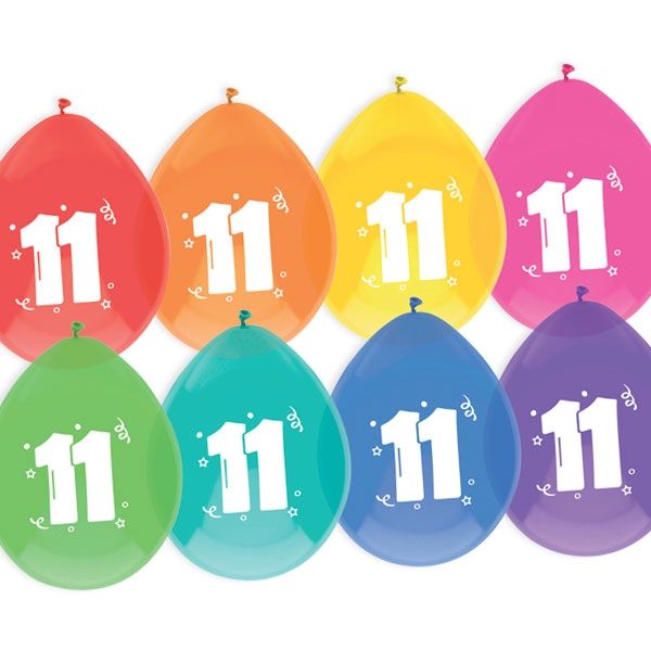 Luftballons, bedruckt mit der Zahl "11"