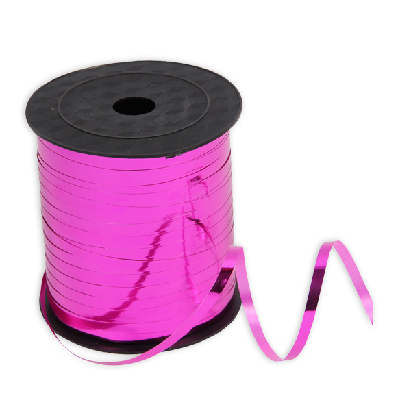 Geschenkband in pink glänzend aus Kunststoff, 228 Meter auf Rolle
