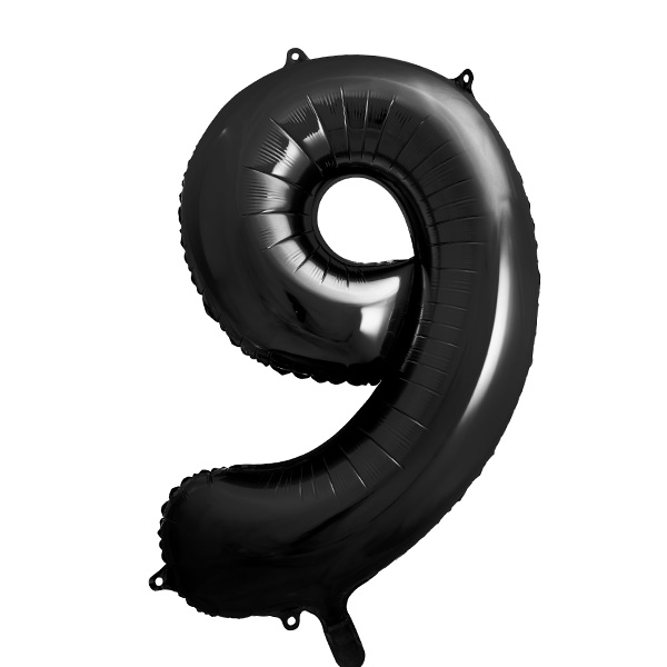 XXL Zahlenballon, Ziffer 9 in schwarz, 86cm hoch