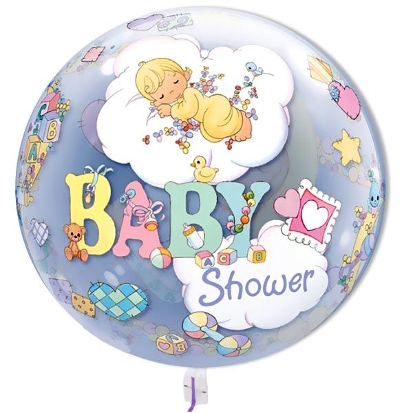 Bubble Ballon Baby Shower, 40cm, schlafendes Baby auf einer Wolke