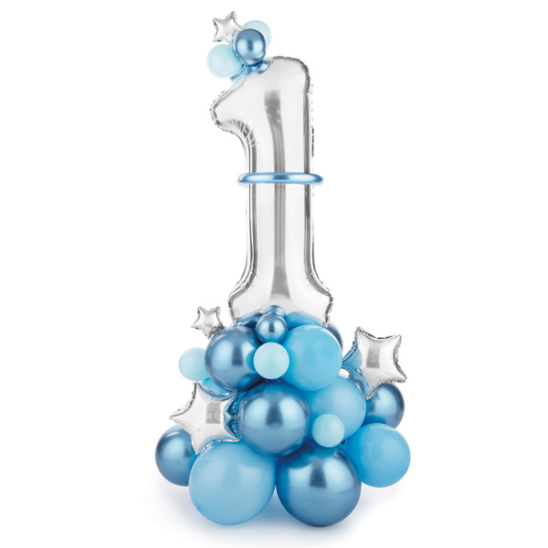Ballon-Strauß zum 1 Geburtstag in blau, 90cm x 140cm
