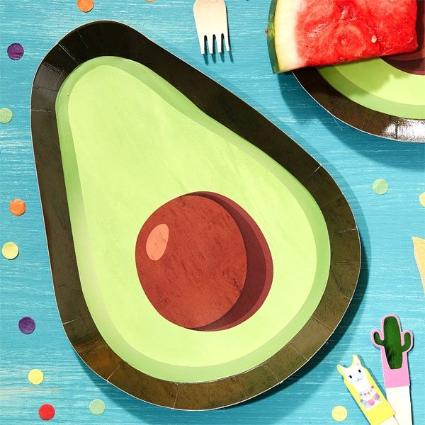 "Viva Mexico"Avocado Pappteller, Fiesta Party, 8 Stk, 19cm x 26cm