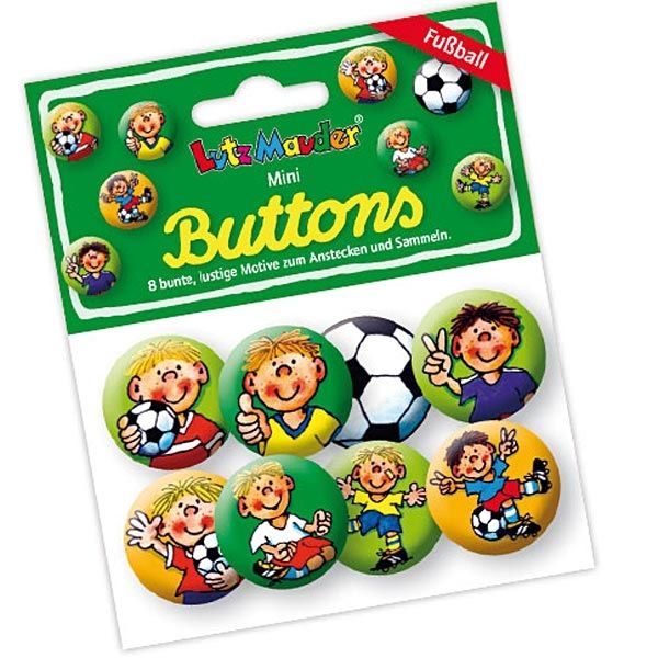 Button-Set Fritz Flanke, 8 Fußball-Ansteckbuttons für kleine Kinder