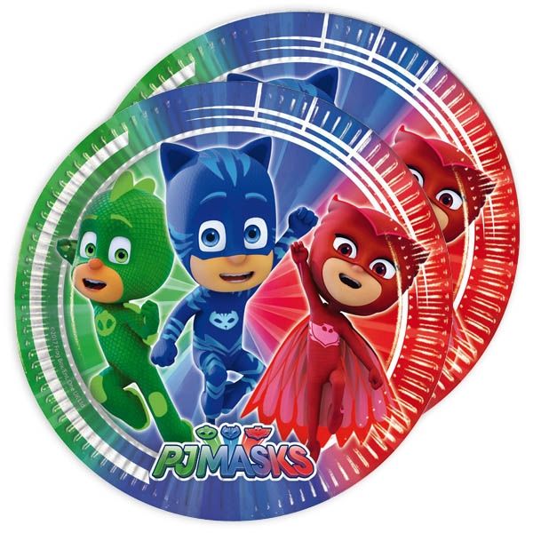 Pyjamahelden Partyteller für PJ Masks Geburtstag, 8 Stk. 22,5cm