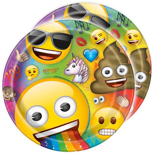 Emoji Rainbow Fun Partyteller im 8er Pck, 22cm