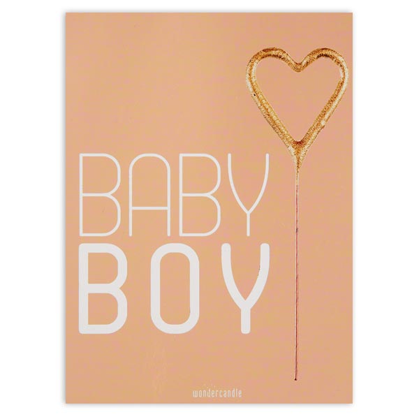 Glückwunschkarte mit Wunderkerze, Baby Boy, 11,5cm x 8,5cm