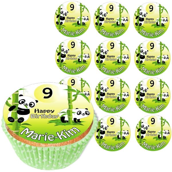 Personalisierte Muffinaufleger, 12 Stück, Panda, d= 5cm, O12